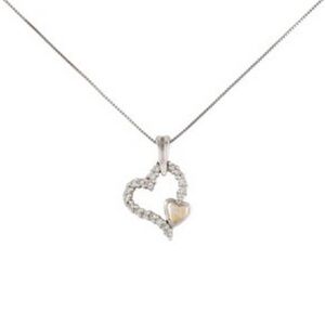 14K white gold and diamond heart necklace